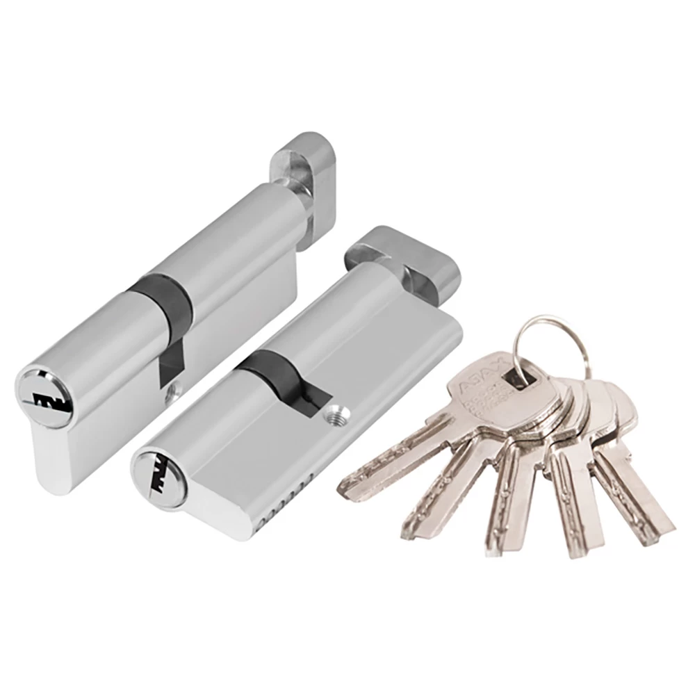 Фото Цилиндровый механизм (AX202/90) AX2002Knob90 (45+10+35) CP хром с вертушкой