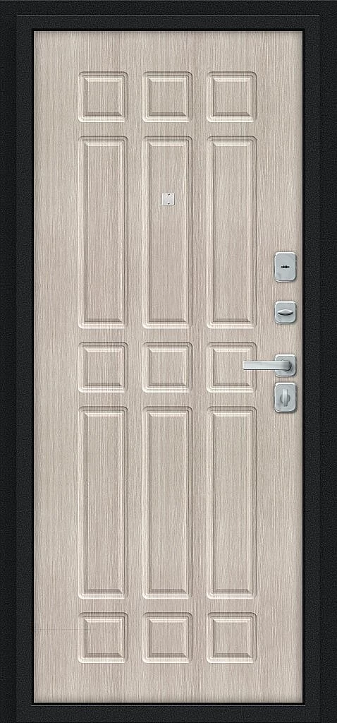 Входная дверь Мило МФ/BChrome Букле черное/Cappuccino Melinga BR6202 внутренняя сторона